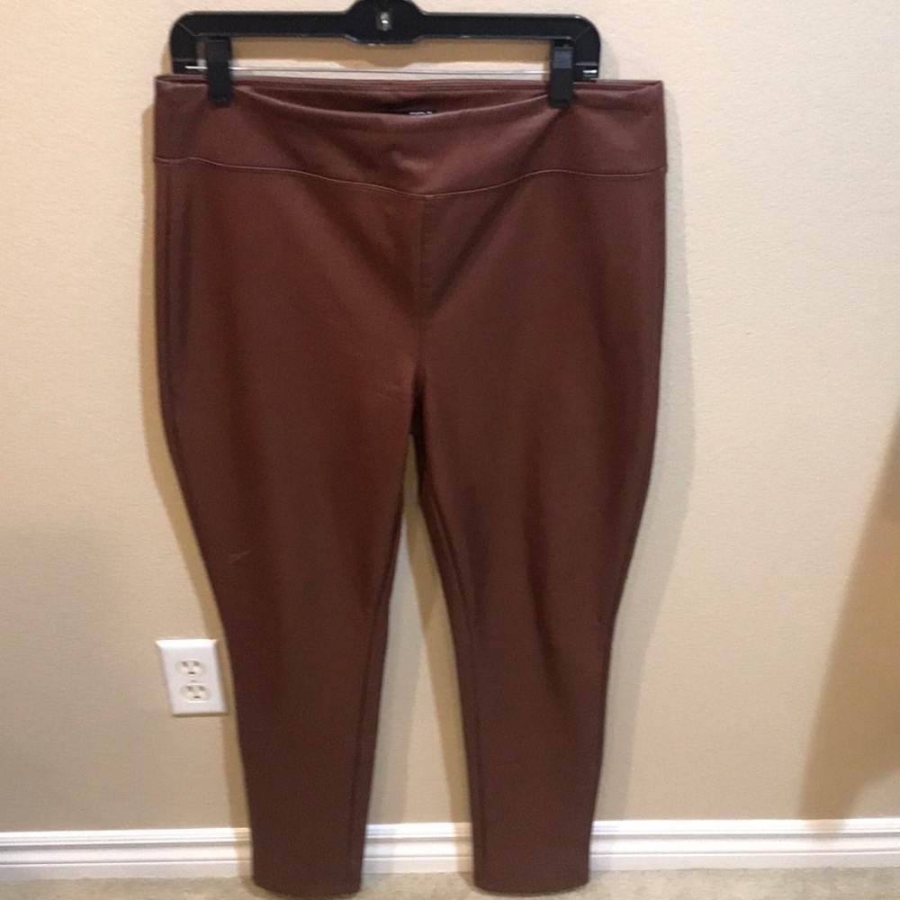 BBJ Los Angeles Brown Super Stretch Faux Leather Leggings-Size XL